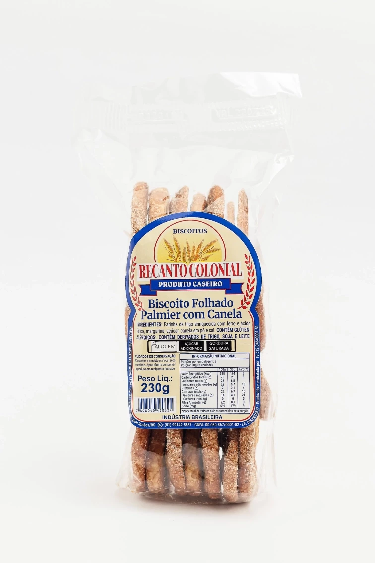 BISCOITO FOLHADO PALMIER COM CANELA